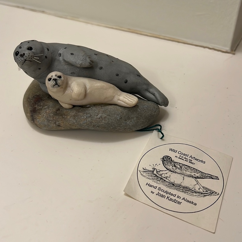 Vintage 90s Hand Sculpted Seal figurine made in Alaska